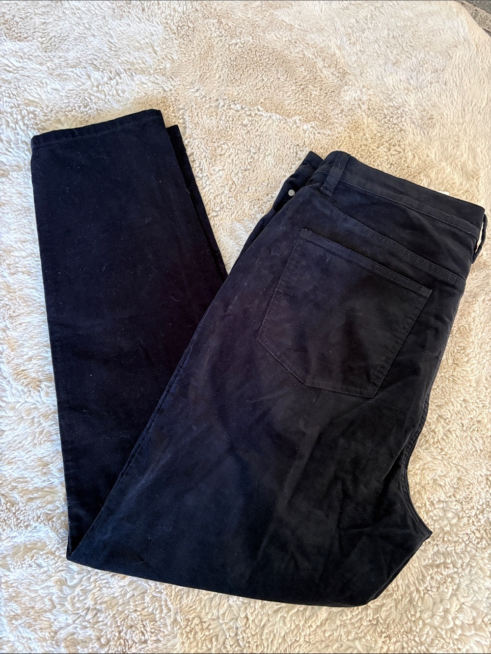 Eileen Fisher Straight-Leg Black velour organic cotton Pants